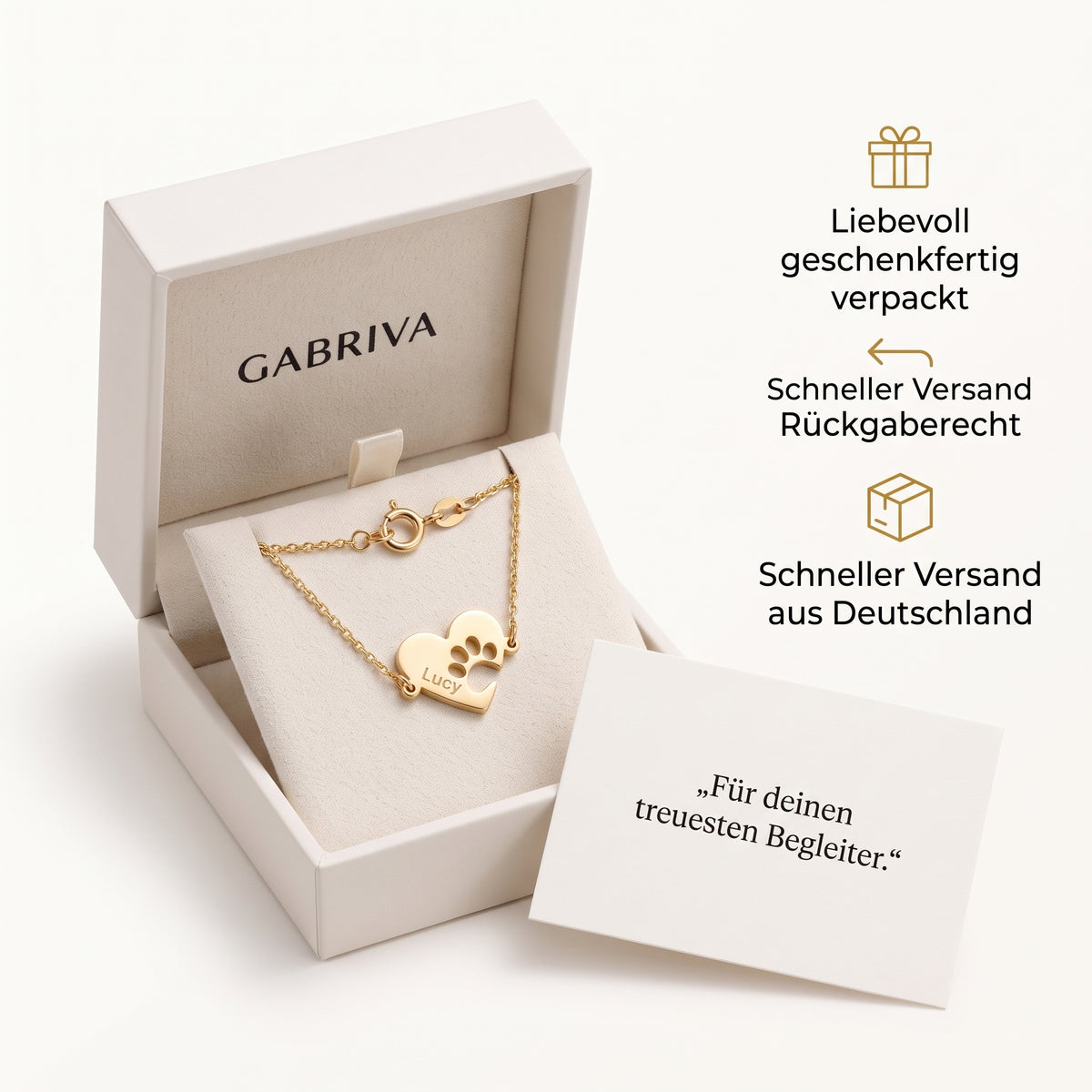 Gabriva - Personalisiertes Pfoten-Namensarmband