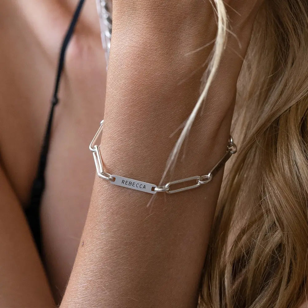 Gabriva - Personalisiertes Paperclip-Namensarmband