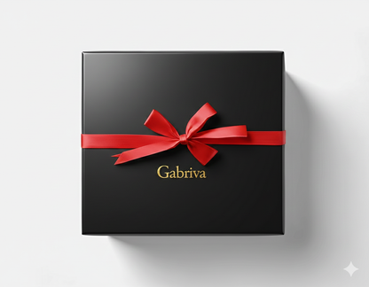 Gabriva Premium Geschenkbox in Schwarz mit roter Schleife – luxuriöse Verpackung