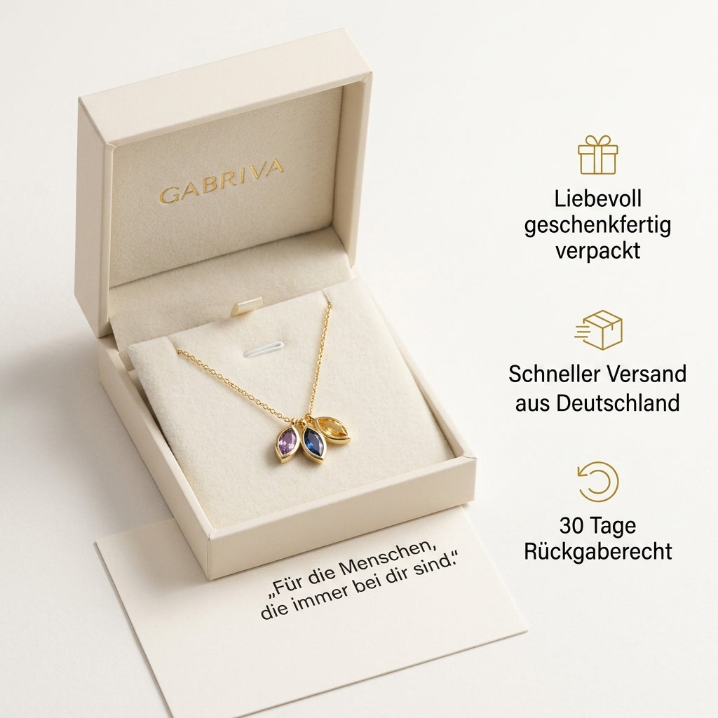 Gabriva – Personalisierte Geburtsstein-Blattkette