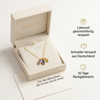 Gabriva – Personalisierte Geburtsstein-Blattkette