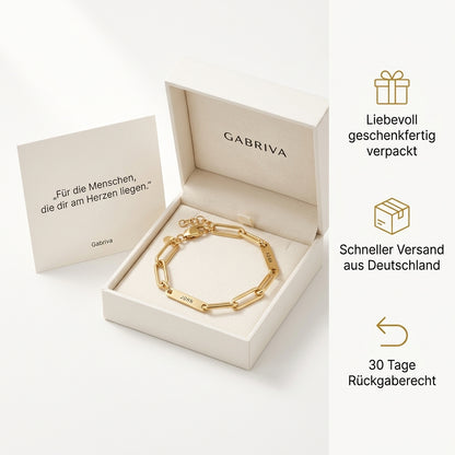 Gabriva - Personalisiertes Paperclip-Namensarmband